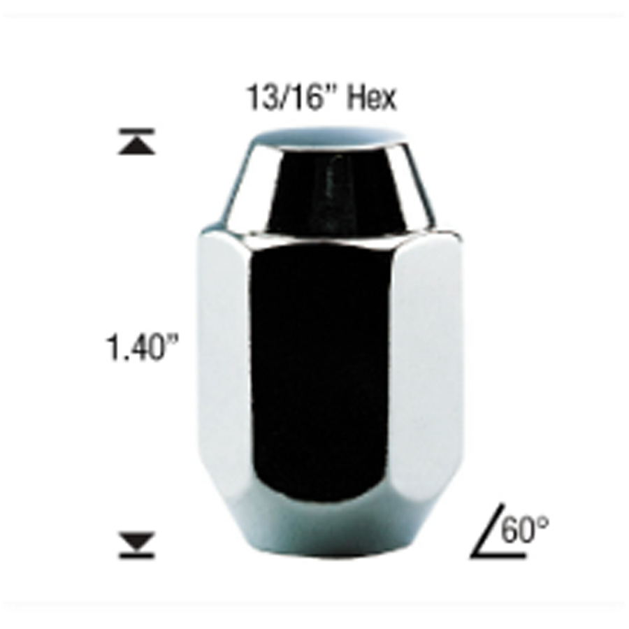 1/2" Acorn Nut  1.45" Long 13/16" Hex 1004 50/Box - Passenger Lug Nuts and Acc