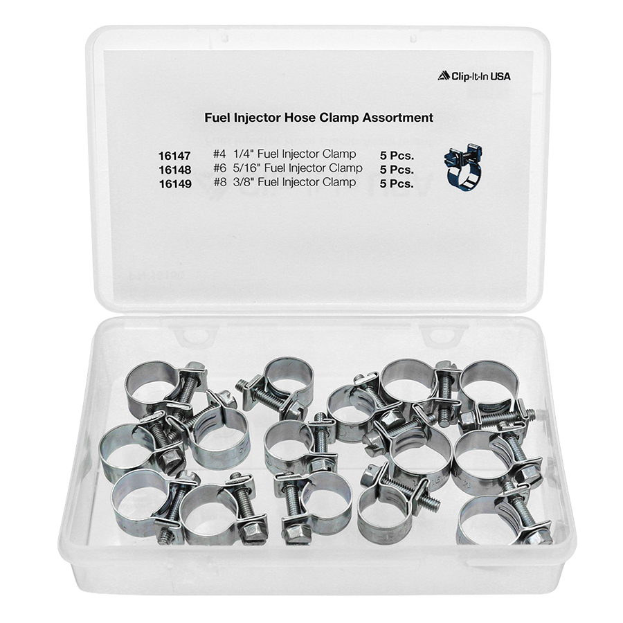 Fuel Injector Hose Clamp Assortment 15 Piece - Auto Service Tools & Supplies