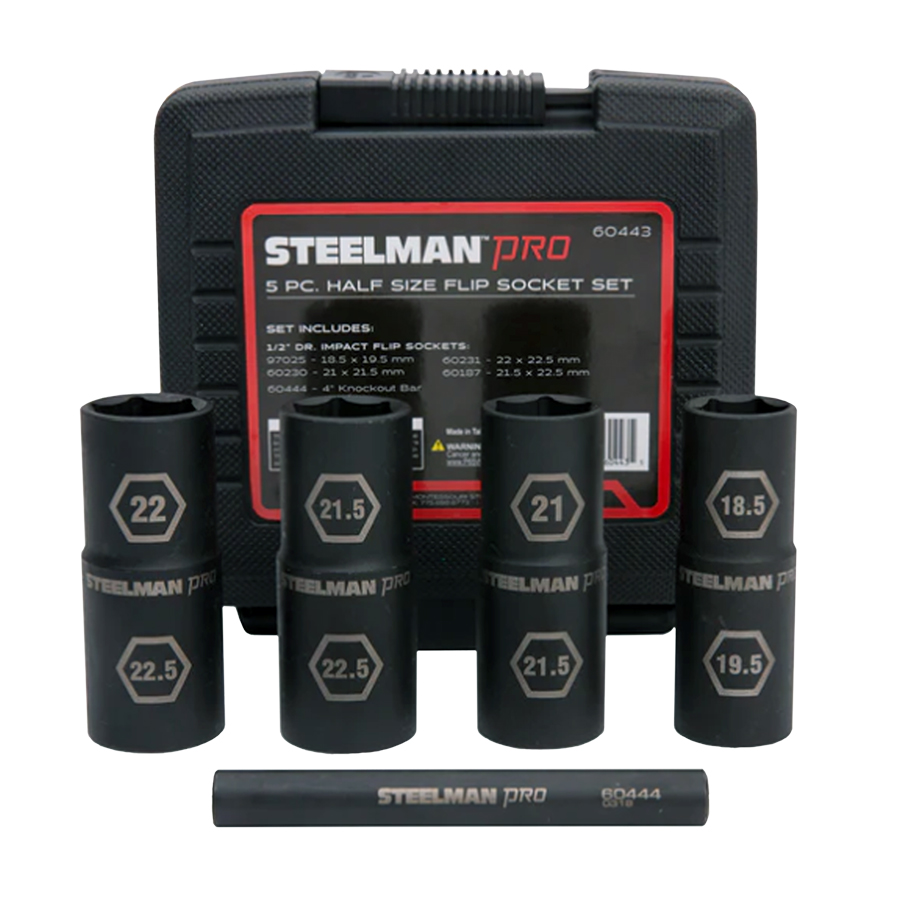 1/2 Dr. Thin Wall Flip Socket Set with Half Sizes - Sockets