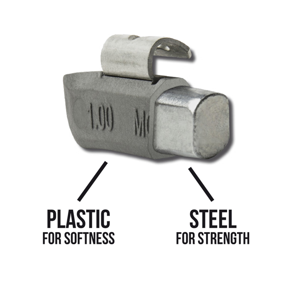 Plasteel Wheel Weight 45 gm. FN Type Coated 25/Box - Knock-On - Steel