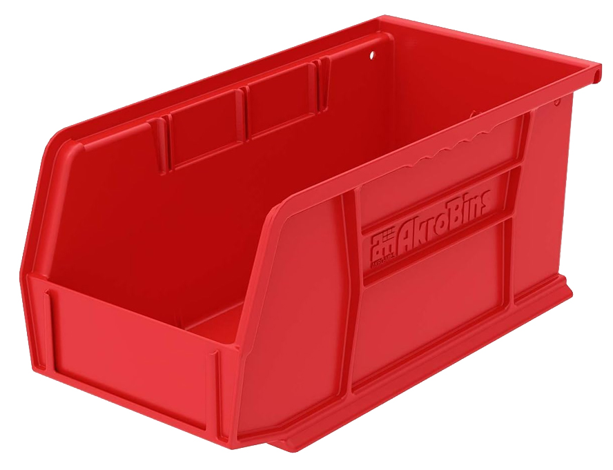 Red Plastic Storage Bin 11" x 5" x 5" - Auto Service Tools & Supplies