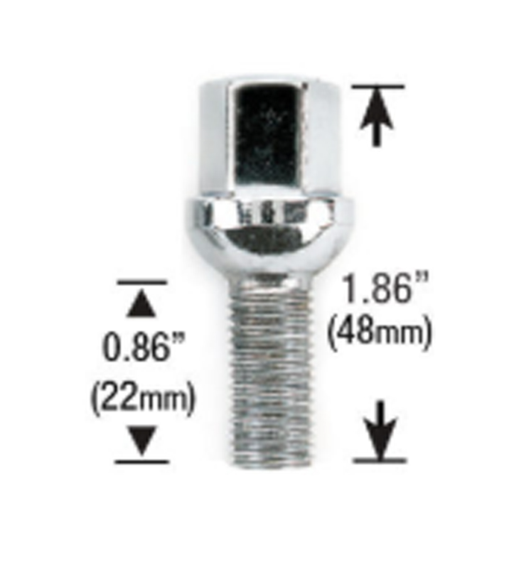 12mm x 1.50 Ball Seat Lug Bolt 17mm Hex 30/Box - Passenger Lug Nuts and Acc