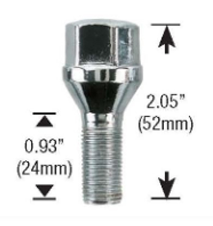 12mm x 1.25 Lug Bolt 19mm Hex 30/Box - Passenger Lug Nuts and Acc