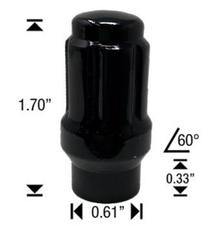 14mm x 1.50 ET Spline Acorn Nut Black Heat Treated 50/Box - Passenger Lug Nuts and Acc
