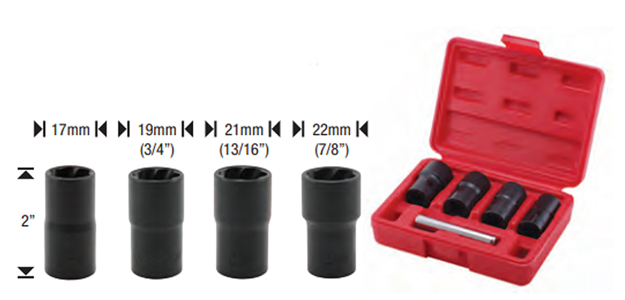 Twist Socket Set 4 Piece 17mm, 19mm, 21mm, 22mm - Sockets