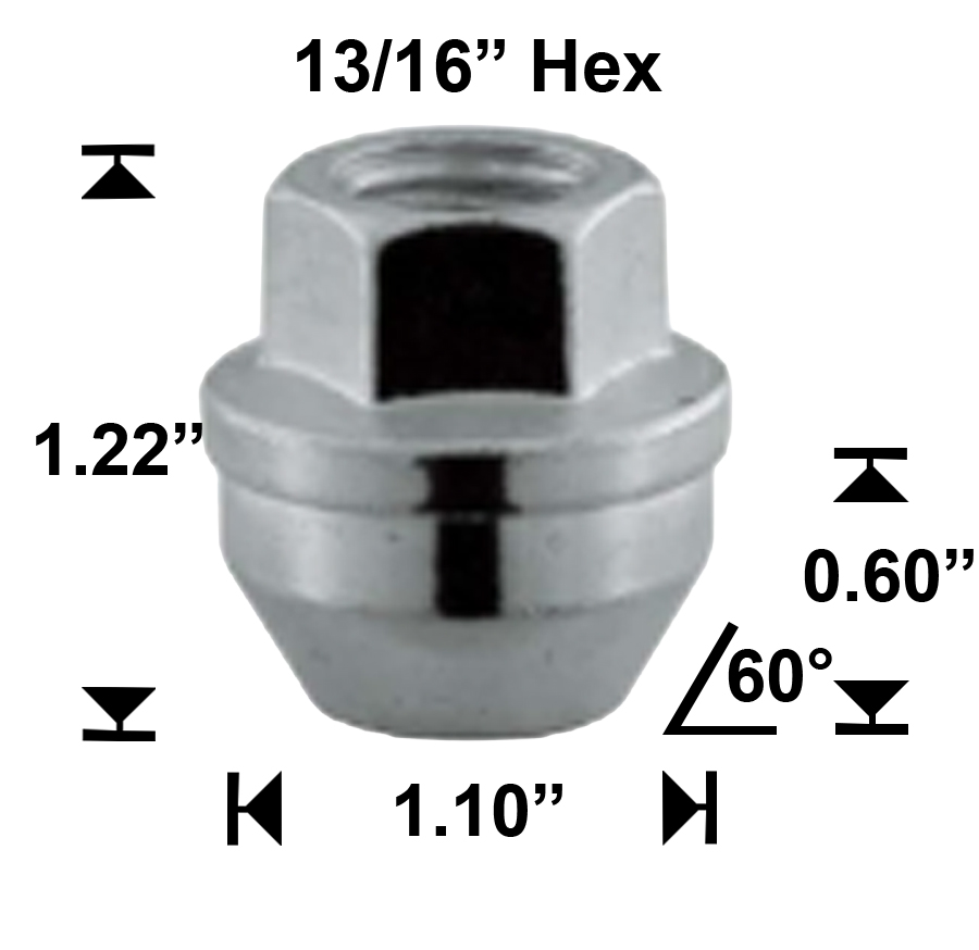 14MM X 2.00 Open End Bulge 13/16" Hex 30/Box - Passenger Lug Nuts and Acc