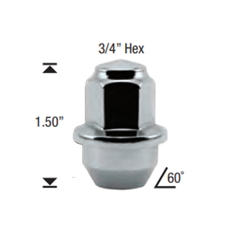 12MM X 1.50 Bulge Acorn Nut 30/Box - Passenger Lug Nuts and Acc